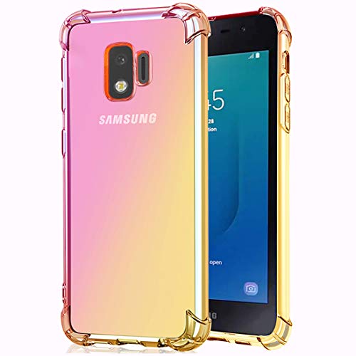 Product Cover Ueokeird Galaxy J2 Case, Galaxy J2 Core Case, Galaxy J2 Pure Case, Clear Gradient Slim Flexible TPU Cover Shockproof Protective Case for Samsung Galaxy J2 Dash (Pink/Gold)