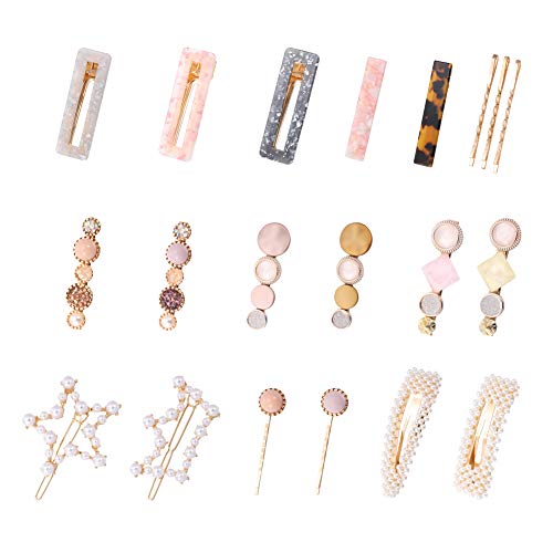 Product Cover 20Pcs Pearl Hair Clips,Fashion Korean Artificial Macarons Hair Accessories for Women,Girls and Kids,Mini Cute Toddler Styling Hair Pins,Acrylic Resin Gold Hair Barrettes,Ladies Elegant Snap Hair Bows