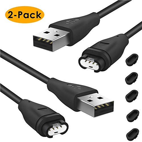 Product Cover 2 Pack Compatible Garmin Vivoactive 3 Charger Cables with Charging Port Protectors,QINISH Replacement USB Sync Charging Cable Cord with Dust Plugs for Garmin Vivoactive 3(Black)