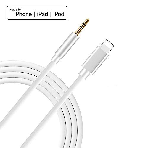 Product Cover (Apple MFI Certified) Aux Cord for iPhone Xs XR X 8 7 Plus, Lightning to 3.5 mm Headphone Jack Adapter Aux Cable for Car Support iOS 11 12(White)