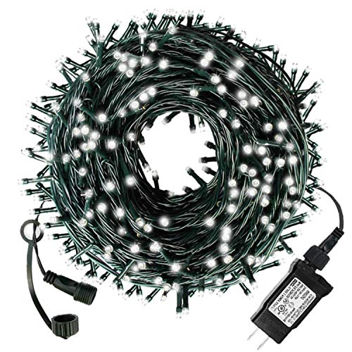 Product Cover Diojilad White LED Christmas Lights Outdoor Indoor Christmas Decoration Lights 105Ft 300LED UL Certified(4 Sets Connectable), 8 Modes Waterproof Fairy Lights for Christmas Tree, Wedding, Party