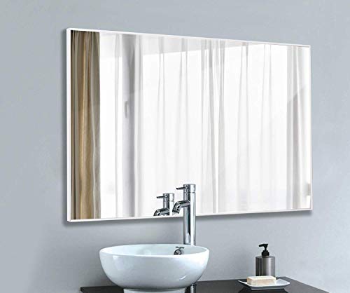 Product Cover Wall Mount Mirror Vanity Bathroom Mirror | Hangs Horizontal or Vertical (White,38
