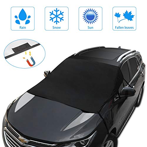 Product Cover JeCar Windshield Snow Cover Windshield Frost Cover with Straps & Magnet, Waterproof Windshield Sun Shade for Most Cars Trucks Vans and SUVs