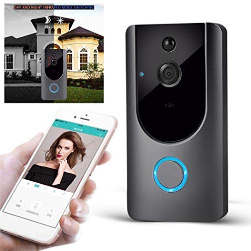 Product Cover Wireless WIFI Video Doorbell, Free Cloud Storage Smart Doorbell with Chime, 720P HD Security Camera, Two-Way Talk, PIR Motion Detection & Video Night Vision, App Remote Control for iOS/Android