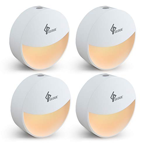 Product Cover GLOUE Plug-in Night Light Smart Dusk to Dawn Sensor, Warm White, Automatic Light Control Night Lamp for Bedroom, Kids Room, Bathroom, Kitchen, Hallway, Stairs, Compact Design, Energy Saving- 4 Packs