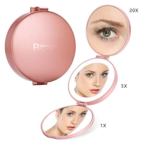 Product Cover 20X Magnifying Mirror with Light, Portable 20X/5X/1X Lighted Makeup Mirror,Handheld Folding Rechargeable Ring Light Mirror,Multifunctional for All Your Needs
