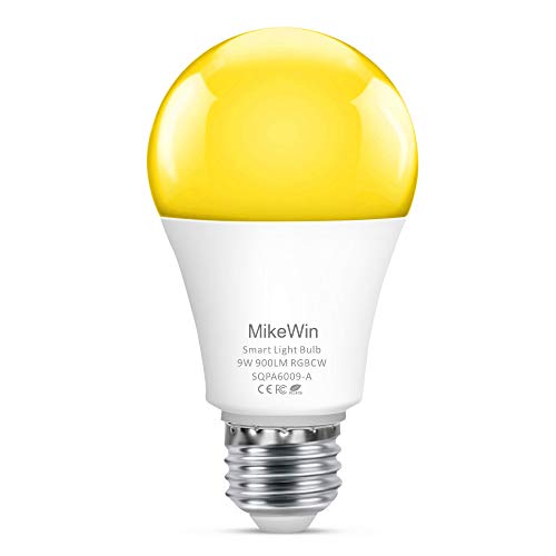 Product Cover MikeWin Smart Wi-Fi Light Bulb Compatible with Alexa and Google Home Assistant (No Hub Required), 9W, A19, E26, 80W Replacement Dimmable RGBCW Color Changing LED Bulb, IFTTT & Siri Compatible, 1 Pack
