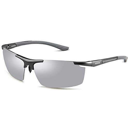 Product Cover SOXICK Men's Sports Polarized Sunglasses - Fashion UV Protection Rectangular Half Frame Sun Glasses