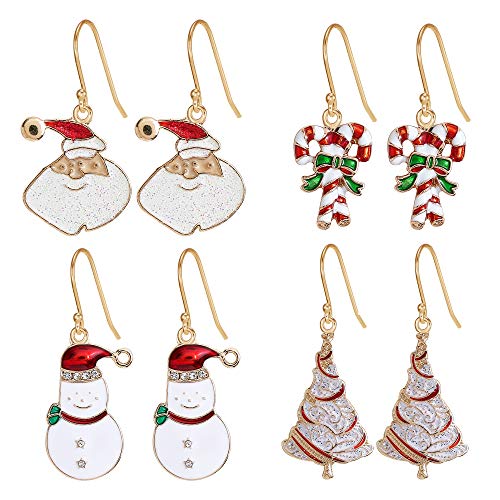 Product Cover Christmas Drop Dangle Earrings Sets Long Jingle Bell Earrings For Women Xmas Jewelry Christmas Snowman Santa Claus Christmas Tree Flamingo Penguin Earrings
