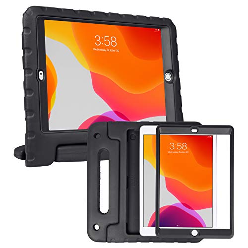 Product Cover HDE iPad 7th Generation Case for Kids with Built-in Screen Protector - iPad 10.2 inch 2019 Case for Kids Shock Proof Protective Heavy Duty Cover with Handle Stand for 2019 Apple iPad 10.2 - Black