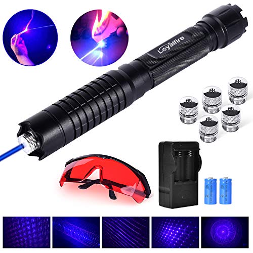 Product Cover Loyalfire Blue Light Pointer, High Power Tactical Teaching Pen Flashlight with 5 Patterns for Hunting Hiking Outdoor