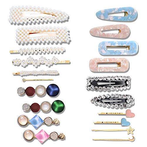 Product Cover 20Pcs Hair Clips Hair Barrettes Pearl Acrylic Rasin Artificial Macaron Hair Barrettes Hair Accessories for Women Girls Fashion Trending Styling Tool
