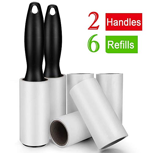 Product Cover 360 Sheet Extra Sticky Lint Roller - Pet Hair Remover for Clothes - 2 Handles + 6 Refills Pack