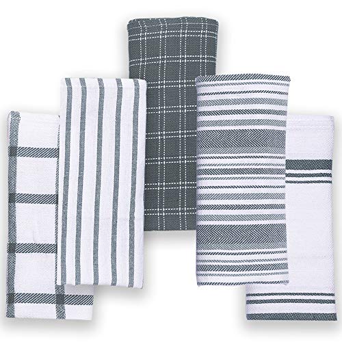Product Cover Cotton Talks Kitchen Towels - Pack of 5 Dish Towels Cotton - 18 x 28 inches Holiday Kitchen Towels - Extra Absorbent Dish Towels for Kitchen - Soft Hand Towels Kitchen - 100% Pure Cotton Fabric Grey