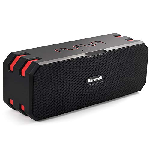Product Cover Bluetooth Speaker, Wirezoll IP67 Waterproof 20W Stereo Portable Wireless Speaker with Universal Bike Holder/Enhanced Bass / 15 Hours Playtime/TF Card Support/Built-in Microphone/Black & Red (Black)