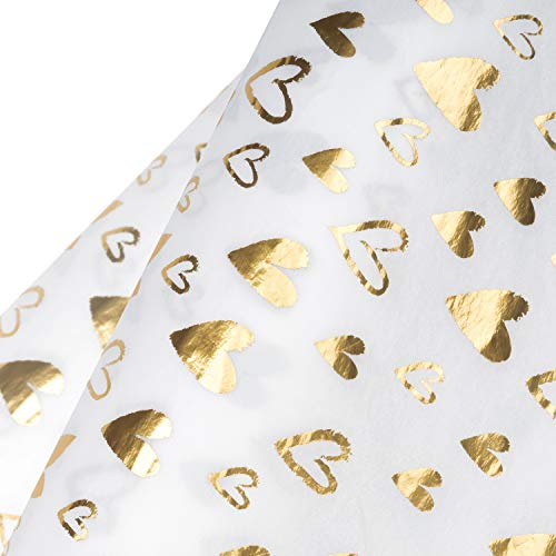 Product Cover WRAPAHOLIC Gift Wrappping Tissue Paper - 24 Sheets Metallic Gold Sweet Heart Design Gift Wrap Paper Bulk for Packing, DIY Crafts - 19.7x27.5 inch