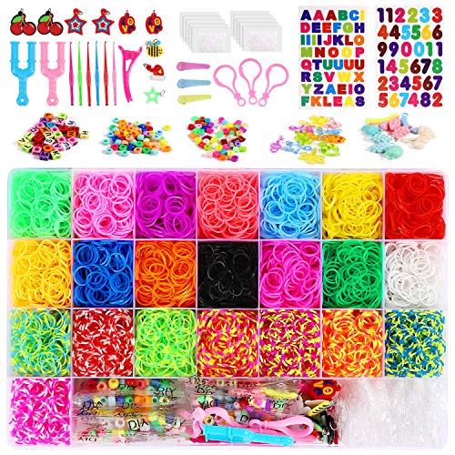 Product Cover Rainbow Loom Rubber Bands Refill Kits 7600+ Includes: 6900 Quality Loom Rubber Bands 22 Unique Colors, 6 Crochet Hooks, 2 Y Loom , 500 Clips, 225 Beads, 30 Lovely Charms, 3Hair, 3Backpack Hooks