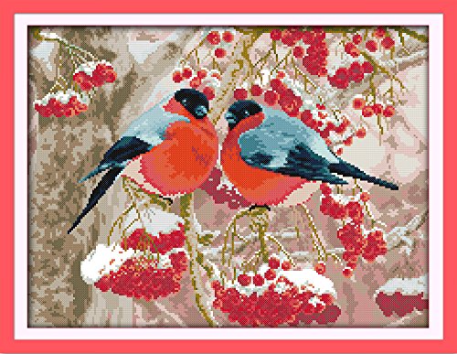 Product Cover Maydear Cross Stitch Stamped Kits Full Range of Embroidery Starter Kits Beginners for DIY 11CT 3 Strands - Bullfinch 23.2×18.1(inch)