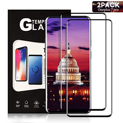 Product Cover TDNH OnePlus 7 Pro Screen Protector [2 Pack], Full Coverage HD Tempered Glass Anti-Scratch Bubble-Free Screen Protector for OnePlus 7 Pro