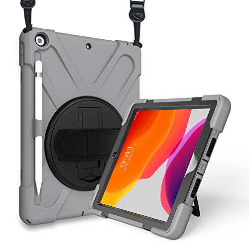 Product Cover ProCase iPad 10.2 Case 2019 7th Gen iPad Case, Rugged Heavy Duty Shockproof 360 Degree Rotatable Kickstand Protective Cover Case for iPad 7th Generation 10.2 Inch 2019 (A2197 A2198 A2200) -Grey
