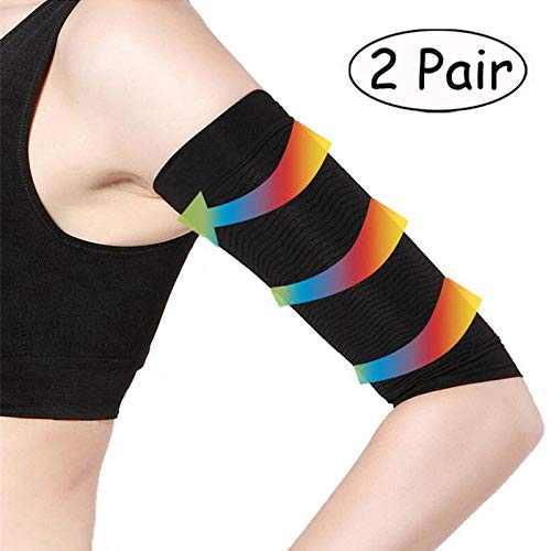 Product Cover 2 Pair Arm Slimming Shaper Wrap, Arm Compression Sleeve Women Weight Loss Upper Arm Shaper Helps Tone Shape Upper Arms Sleeve for Women (2 Pair-Black)