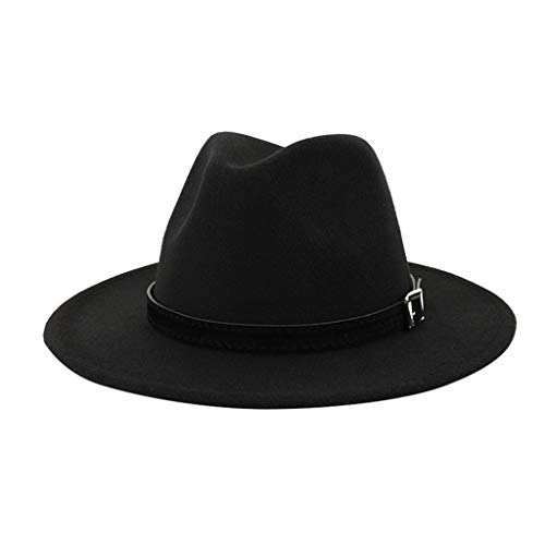 Product Cover Men & Women Vintage Wide Hat with Belt Buckle Adjustable Outbacks Hats(Black)