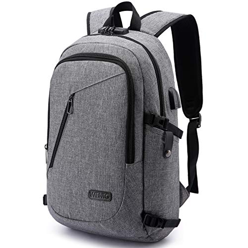 Product Cover Laptop Backpack,Business Travel Anti Theft Backpack for Men Women with USB Charging Port,Slim Durable Water Resistant College School Bookbag Computer Backpack Fits 15.6 Inch Laptop Notebook,Grey