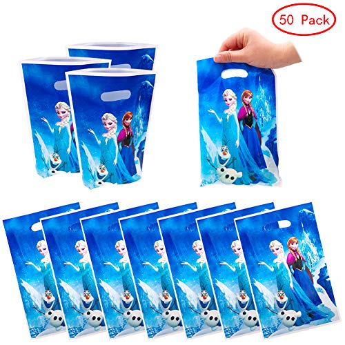 Product Cover 50 Packs Frozen Princess Cute Party Gift Bags, Frozen Gift Bags Party Supplies for Kids Cute Frozen Princess Themed Party, Birthday Decoration Gift Bags Well for Girls or Boys