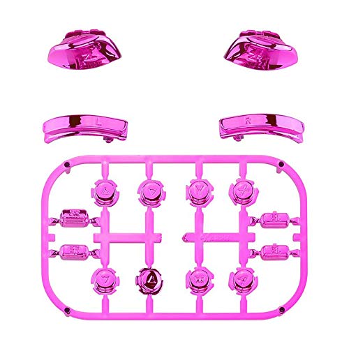 Product Cover eXtremeRate Chrome Pink Glossy Replacement ABXY Direction Keys SR SL L R ZR ZL Trigger Buttons Springs, Full Set Buttons Fix Kits with Tools for Nintendo Switch Joy-Con - JoyCon Shell NOT Included
