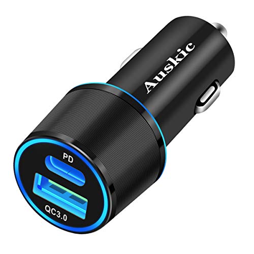 Product Cover USB C PD Fast Car Charger for iPhone 11 Pro Max/11 Pro/11/XS MAX/XS/XR/X/8/7/6/iPad, Samsung Galaxy S10 Plus/S10/S10e/Note 10 Plus/10, Google Pixel Phone, 36W 2-Port Power Delivery & Quick Charge 3.0