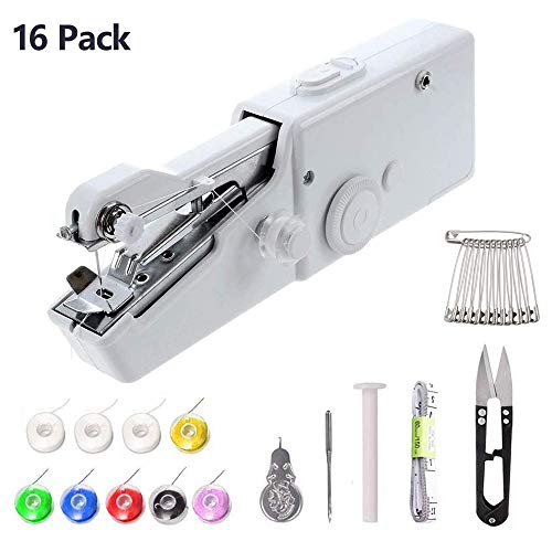 Product Cover Portable Sewing Machine Handheld Small Mini Sewing Machine Kit Handy Stitch Stapler Cordless Lightweight for Beginners Adults Teens Kids for Thin Fabric Denim