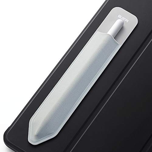 Product Cover ESR Pencil Holder Compatible with The Apple Pencil (1st and 2nd Gen), Elastic Pocket [Stylus Pens Protected and Safe] Pouch Adhesive Sleeve Attached to Case for Stylus Pens - Silver Grey