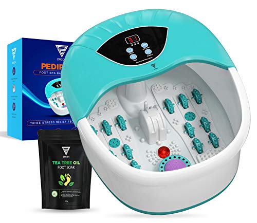 Product Cover 4 in 1 Foot Spa Massager Set For Home With 4 Massage Rollers - Temperature & Heat Control- Bubble Maker- Intense Vibration - Pedicure - Instant Foot Stress Relief Spa - Includes Tea Tree Oil Foot Soak