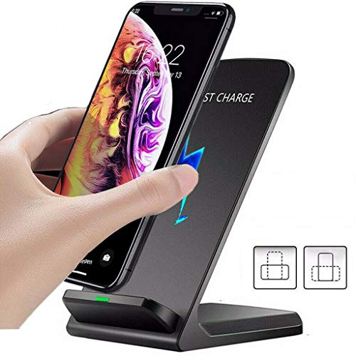 Product Cover Universal Fast Wireless Charger Stand Qi-Certified 10W/7.5W Charging for Apple iPhone 11 Pro Max/XS MAX/XR/X/8 Plus, Samsung Galaxy Note 10+/S10+/S10E/S9+/S8 Plus/S7 Edge and More (Black)