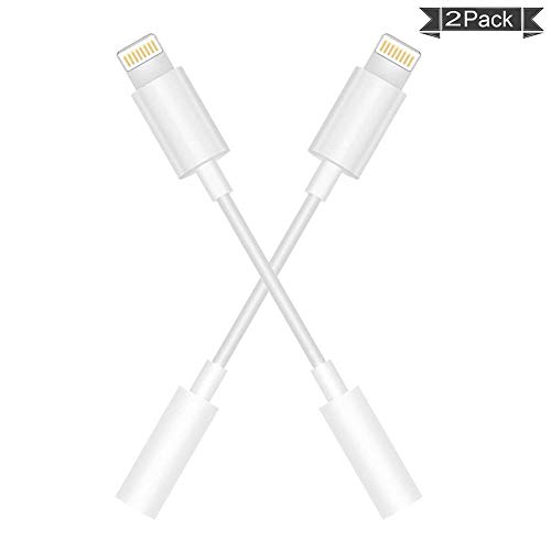 Product Cover SENGKOB (2 Pack) 3.5mm Headphone Jack Adapter Connector Compatible with iPhone 11/11 Pro/XS/XR/X/8/7/iPad/iPod, Music Control & Calling Function Supported(iOS 12/13)-White