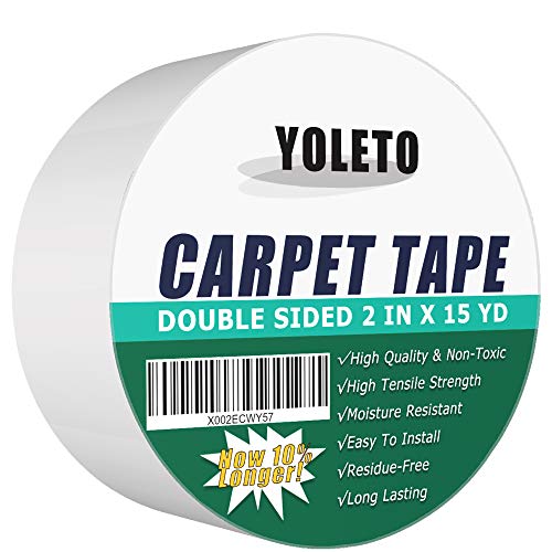 Product Cover Double Sided Carpet Tape with Strong Stickiness, Anti-Slip Heavy Duty Rug Tape for Area Rugs, Carpets, Runners, Mats, Stair Treads, Pads (2 Inch x 16.5Yards)