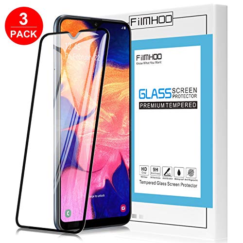 Product Cover FilmHoo [3 Pack] Samsung Galaxy A10E/A20E Screen Protector Tempered Glass,Anti-Scratch Anti Skid [Full Glue][Full Coverage,Lifetime Replacement Warranty]