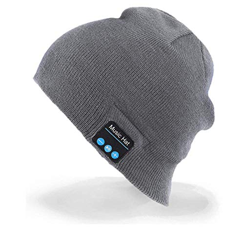 Product Cover Momoday® Wireless Music Beanie Knitted Hat with Bluetooth Stereo Headset Mic Hands-Free for Men Women Outdoor Sports Running Skiing Hiking Autumn Winter Warm Hat Christmas Birthday Gift (Dark Grey)