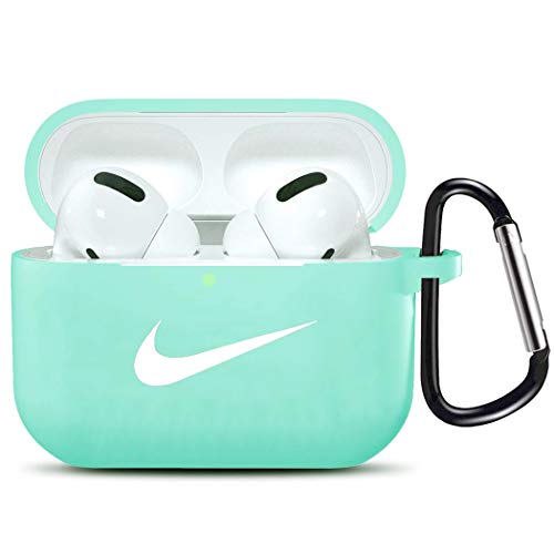 Product Cover AirPods Pro Case,Soft Silicone Full Protective Shockproof Cover with Keychain Set Compatible for Apple AirPods Pro 2019 (Front LED Visible)-Mint Green