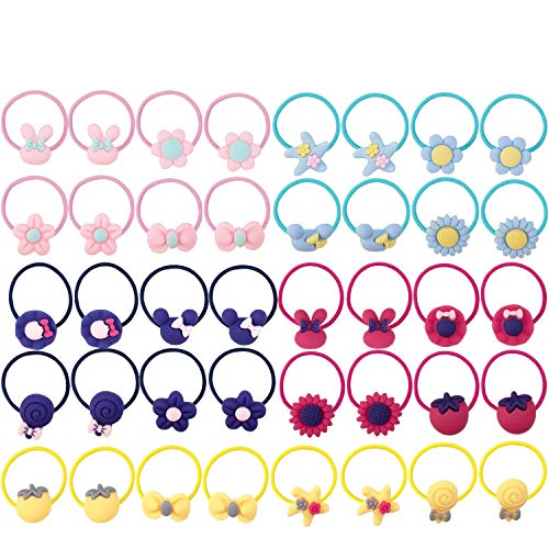 Product Cover Hair Ties for Girls, Kids Hair Ties with Cartoon Frosted Hair ties, Doesn't Hurt Hair Rubber Bands, 40 pcs, Mix Colors.