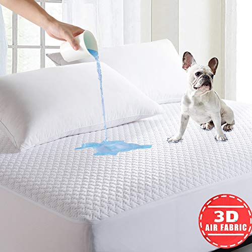 Product Cover TONSREST Queen Size Waterproof Mattress Protector, Cooling Fitted Mattress Pad, Bed Bug Mattress Cover, 14''-18'' Deep Pocket, 3D Air Fabric, Hypoallergenic, Vinyl Free