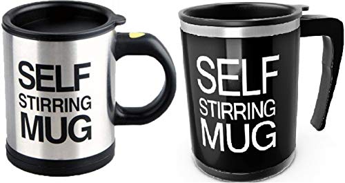Product Cover 2 Pack Automatic Self Stirring Mug Coffee Cup Mixer Tea, Black and White