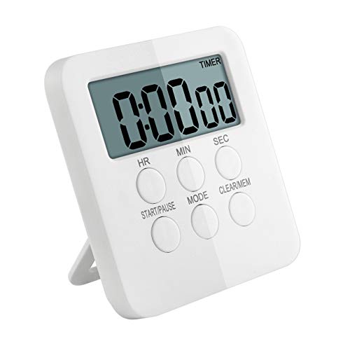 Product Cover Kitchen Timer, 2 IN 1 Timer and Clock, 24-Hours Digital Timer with On & off Button, Loud Alarm, Magnetic Backing, Big Digit, Stand, Hanging Hole, Count-Up & Down for Cooking(AAA Battery Included) (1)