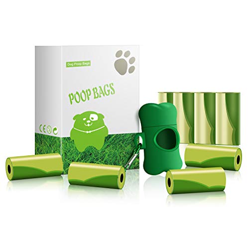 Product Cover Jie Rui Biodegradable Dog Poop Bags with Dispenser and Leash Clip Leak Proof Durable Environment-Friendly Pet Waste Bags,8 Rolls/Pack (120 Rolls in Total)