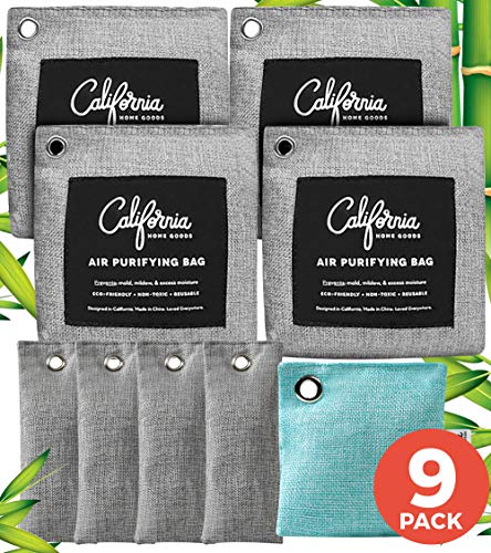 Product Cover Bamboo Charcoal Air Purifying Bag (9 Pack) Bundle - 50g 60g & 100g Car Freshener - Car Air Freshener - Charcoal Bags Odor Absorber & Odor Eliminators for Home - Activated Charcoal Odor Absorber