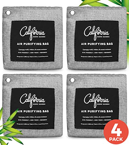 Product Cover Bamboo Charcoal Air Purifying Bag 4-Pack - 200g Activated Charcoal Odor Absorber - Car Air Freshener - Odor Eliminators for Home - Musty Car Freshener - Charcoal Bags Odor Absorber Packets