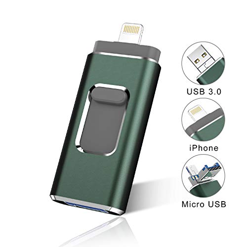 Product Cover LISHENFA USB Flash Drive Photo Stick 512GB for iPhone, iPhone External Memory for iPhone, Android, PC Photos and Mobile Phone and Computer Compatible 3.0 Flash Drive (Green)