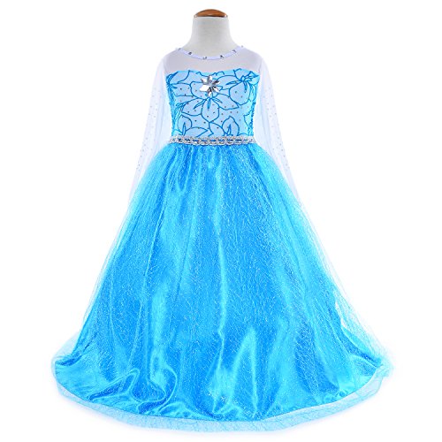 Product Cover Party Chili Princess Costumes Birthday Party Dress Up for Little Girls with Wig,Crown,Mace,Gloves Accessories Age 2-11 Years
