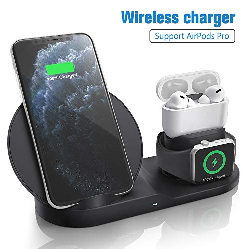 Product Cover Wireless Charger for AirPods Pro, Coobetter 3 in 1 Wireless Charging Station,Wireless Charging Stand Watch Charger Compatible with iPhone 11/11 pro /11 Pro Max/Xs/XS Max/XR/X / 8 /8P
