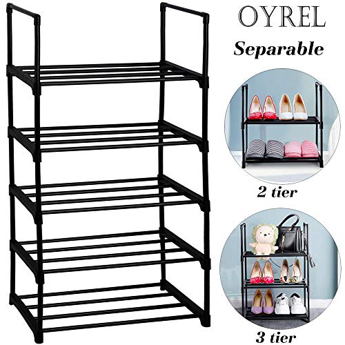 Product Cover Shoe Shelf 5 Tier Shoe Rack for Small Space,Separable into Two Narrow Shoe Rack(2 Tier and 3 Tier), Sturdy Metal Shoe Rack Organizer, Small Shoe Rack,Shoe Racks for Closets,Shoes Rack,Shoe Stand